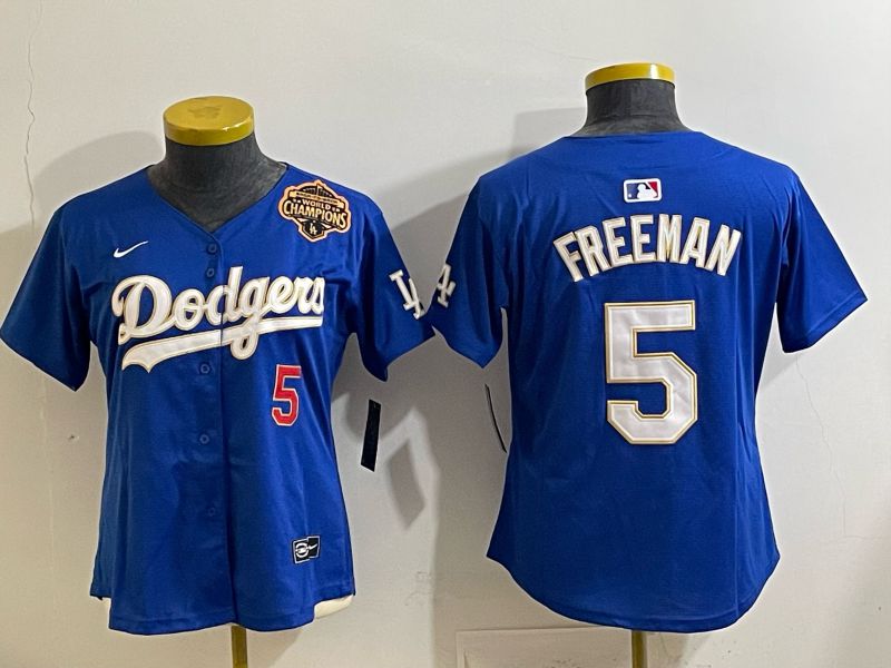Women 2026 Los Angeles Dodgers #5 Freeman Blue Game Nike MLB Jersey 004->women mlb jersey->Women Jersey